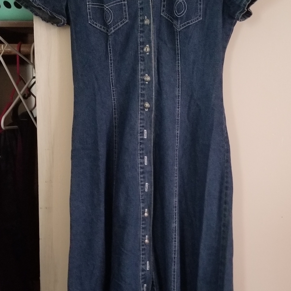 Paris Blues Dresses Vintage 90s Paris Blues Denim Dress Womens 9 Maxi Button Fro